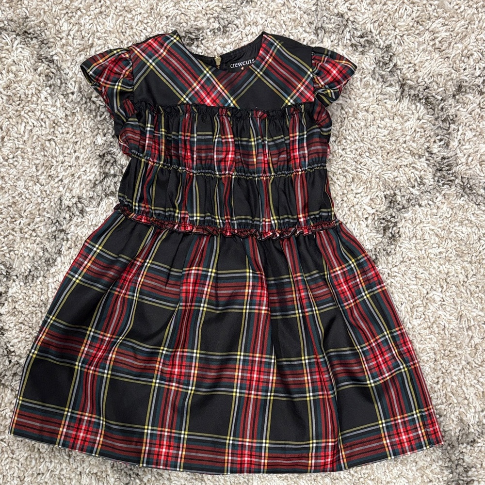 Crewcuts J. Crew Girls Smocked Dress Stewart Tartan Gold Zipper Size 4